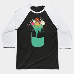 A Mason Jar With Watercolor Girly Creative Floral Designs Baseball T-Shirt